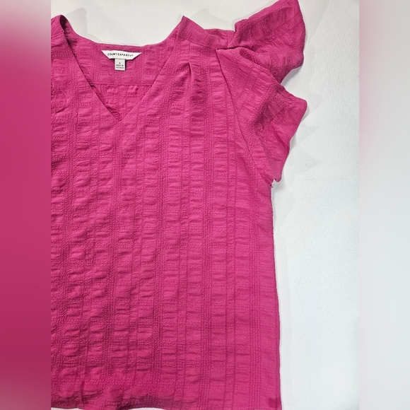 Counterparts Womens Small Pink Flutter Sleeve V Neck Blouse Summer Top New Shirt - Picture 5 of 8